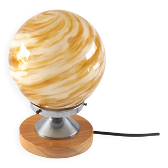 Lampe boule en verre ambré