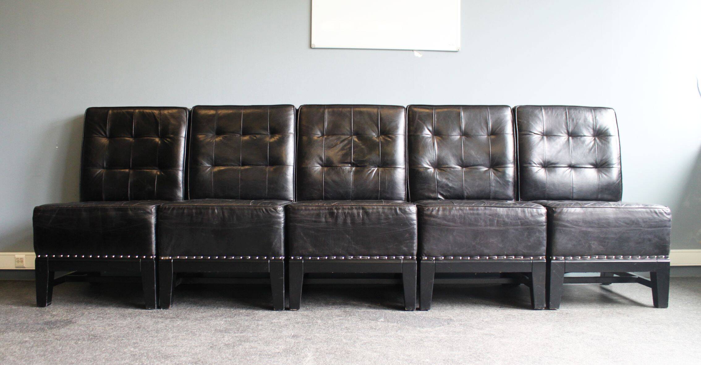 Modern black leather armchair, 20th century.