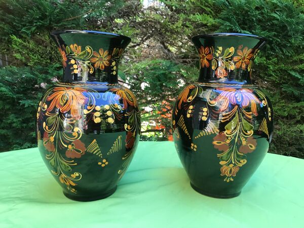 Paire de vases vintage en grès de Savoie