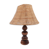 Lamp in wood and wicker