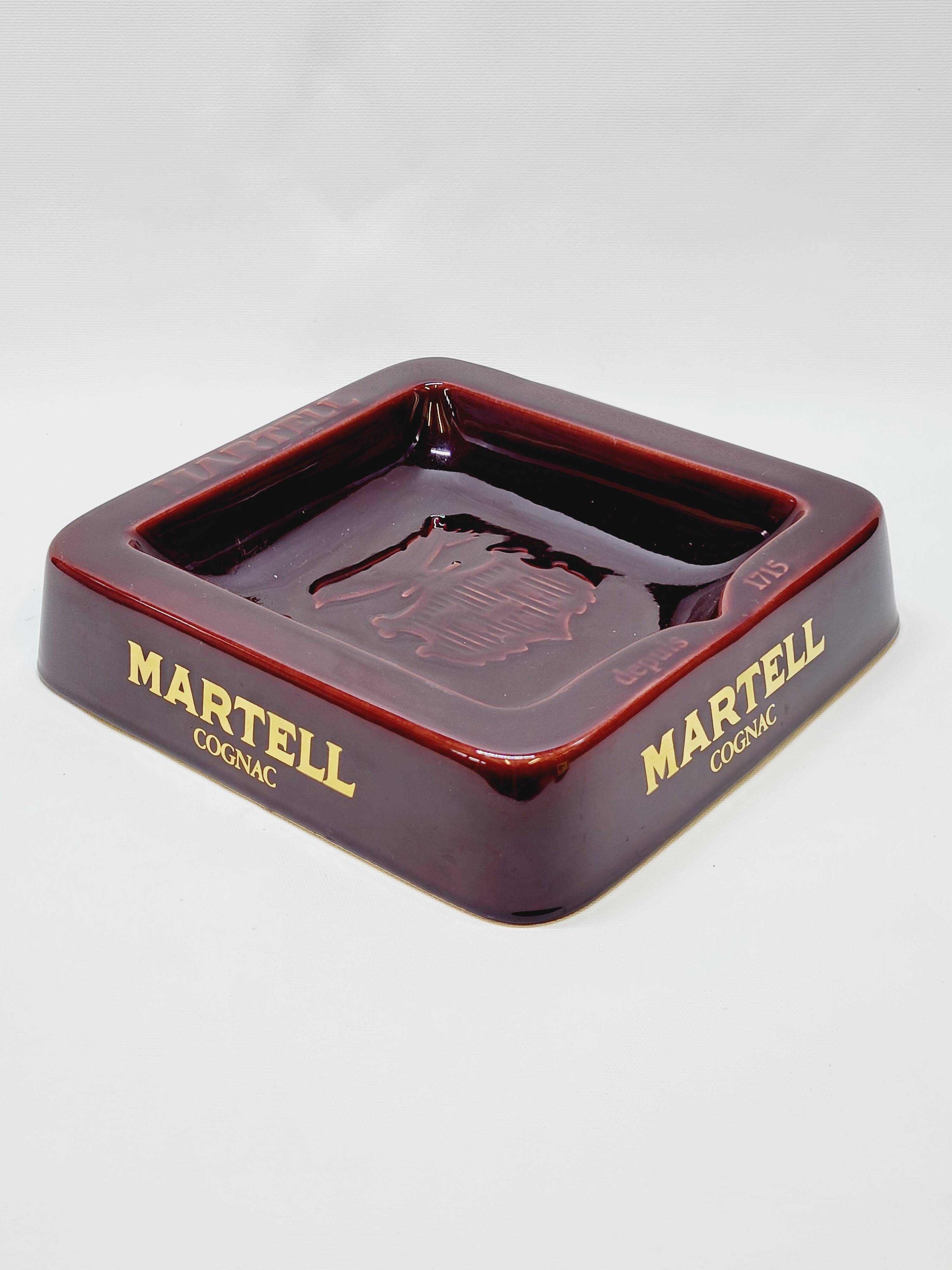 Imposing ceramic advertising ashtray Martell Cognac