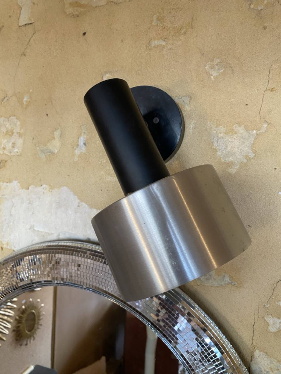 Pair of vintage adjustable wall sconces in brushed metal