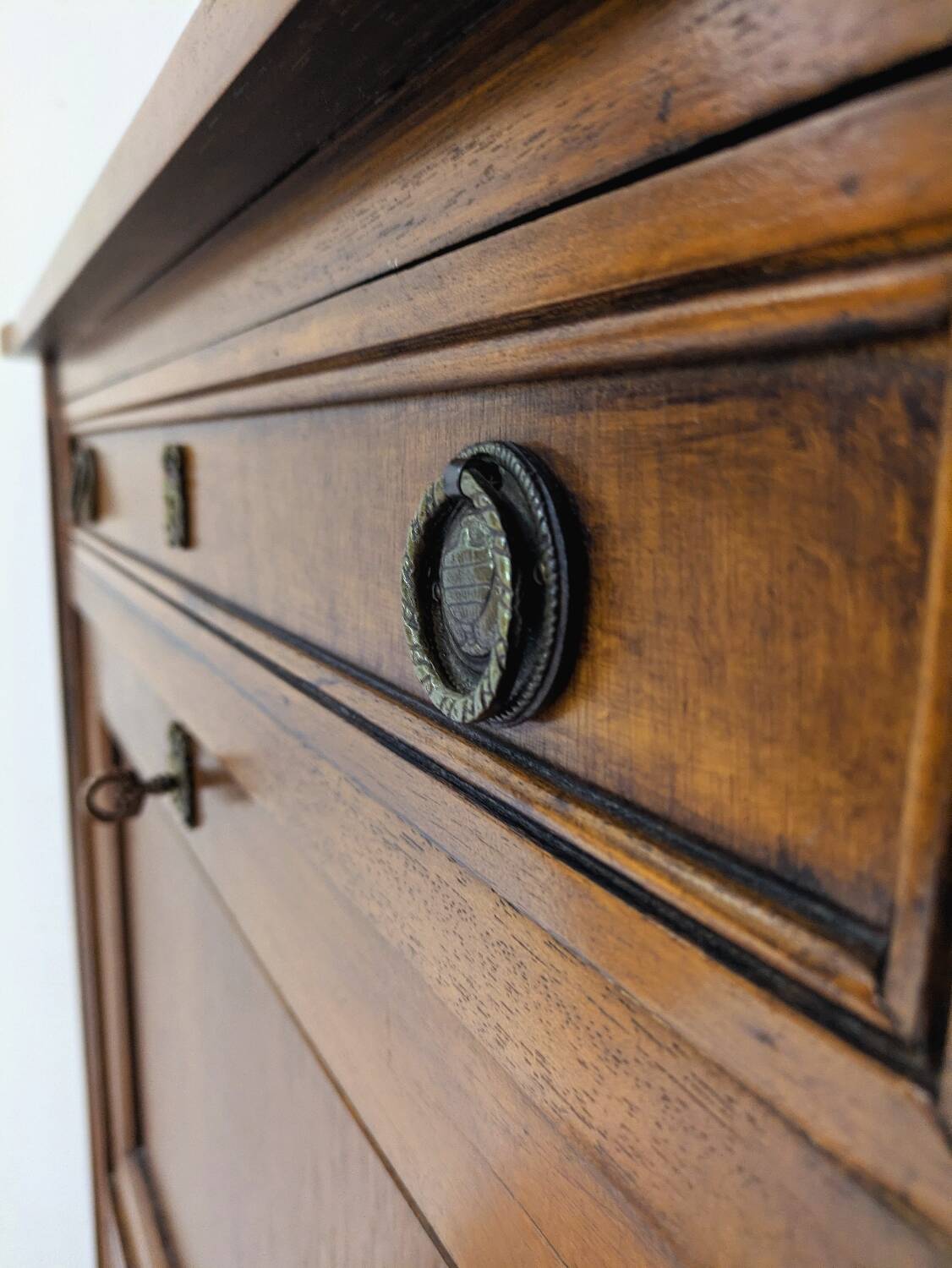 Secrétaire bureau commode vintage en bois