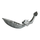 Soap dish, shell-shaped lightweight metal catchall.