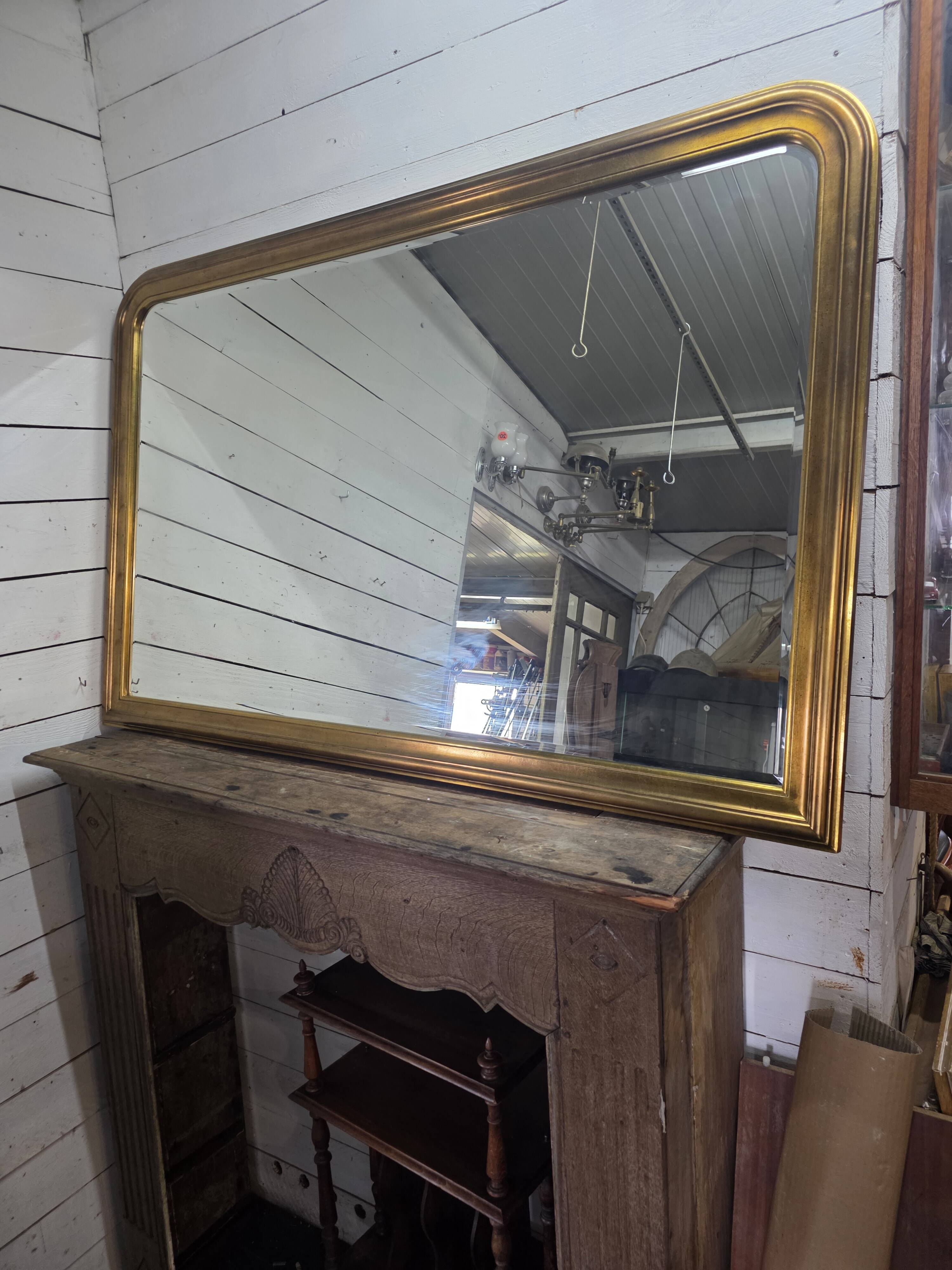 Louis Philippe style gilded mirror, mid-20th century, bevelled mirror.