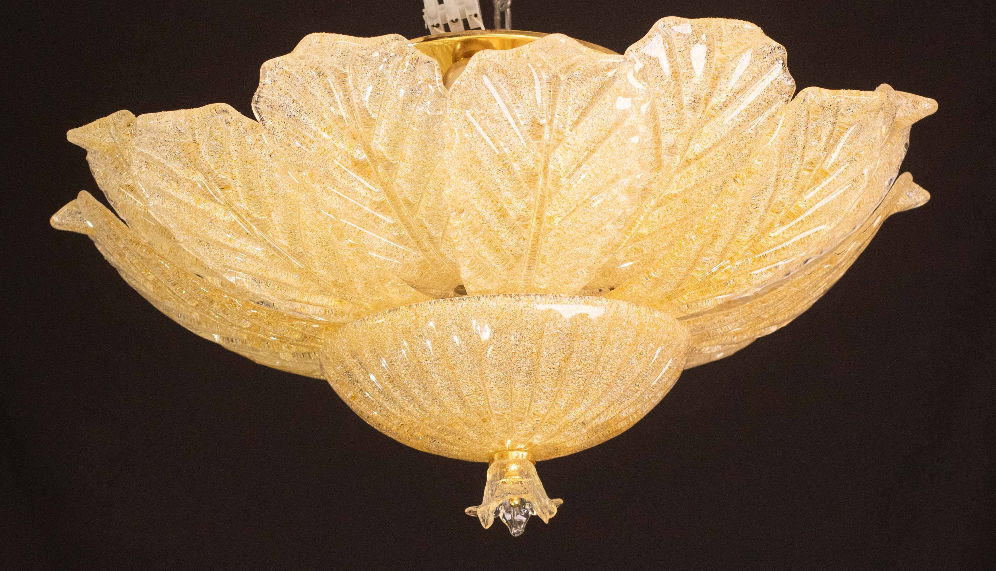 Set of 2 Dubai, Murano Glass Gold Flush Mount, 1970s