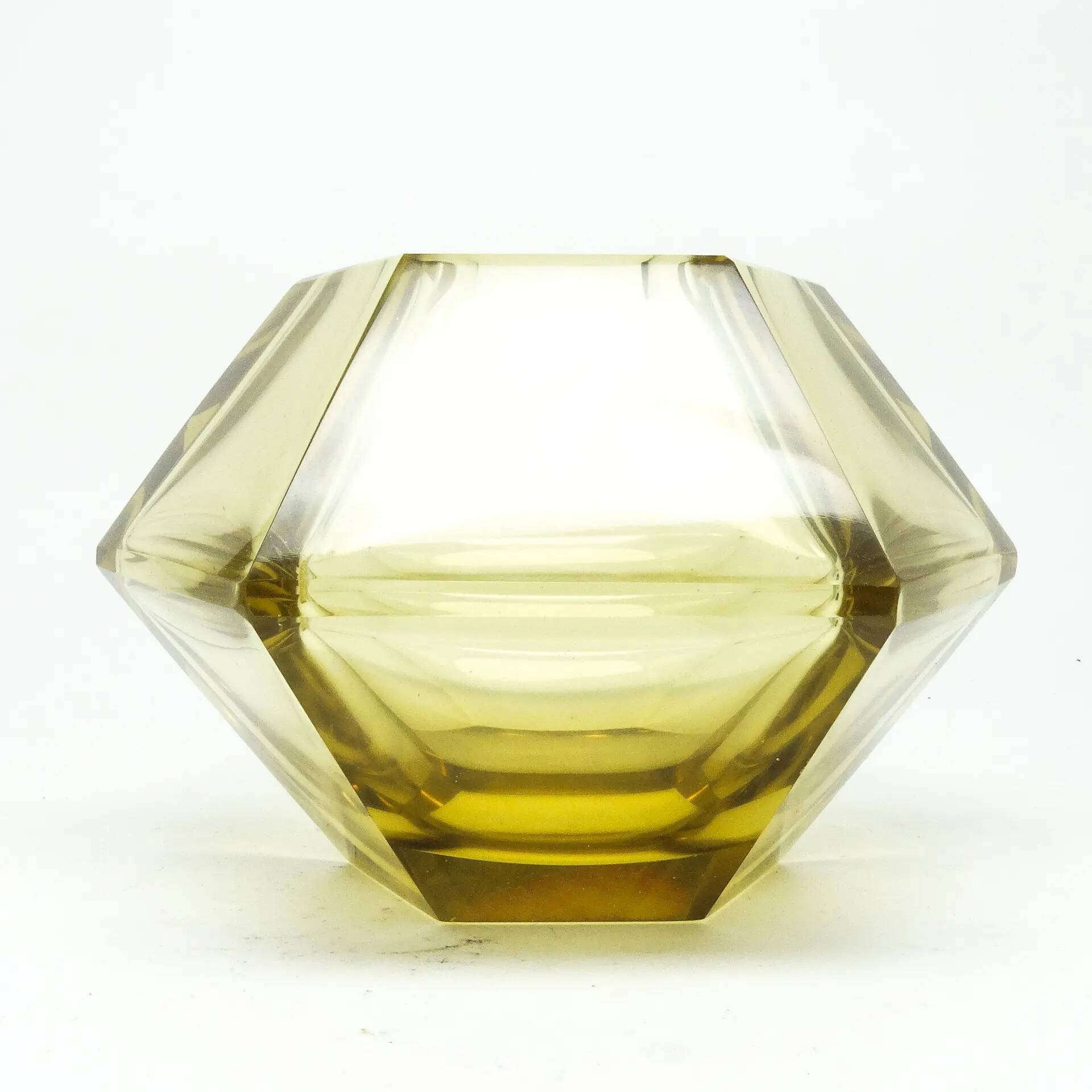 Art Deco vase, citrine crystal, designed by R. Hlousek, Moser, Czechoslovakia, 1930s