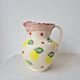Vase/Pichet en céramique citron & pois - Vintage