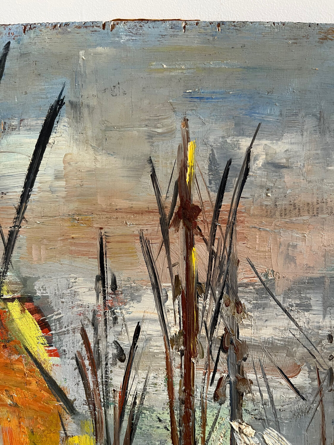 Sailboats in the harbour, oil on wood panel