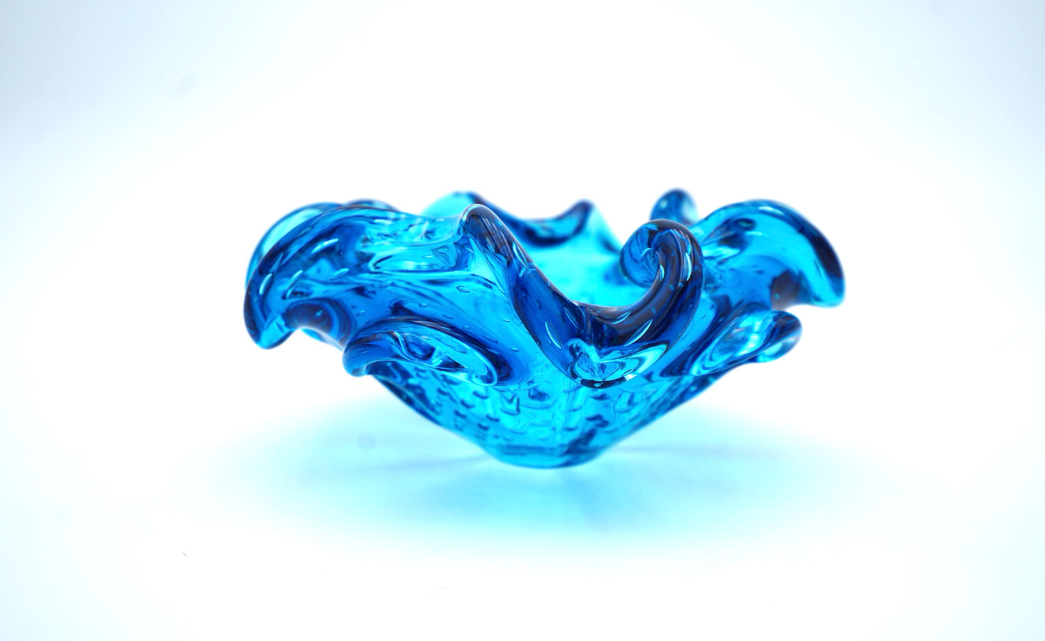 Murano Sculptural Bowl — "Bullicante" Aquamarine Blue — 1950