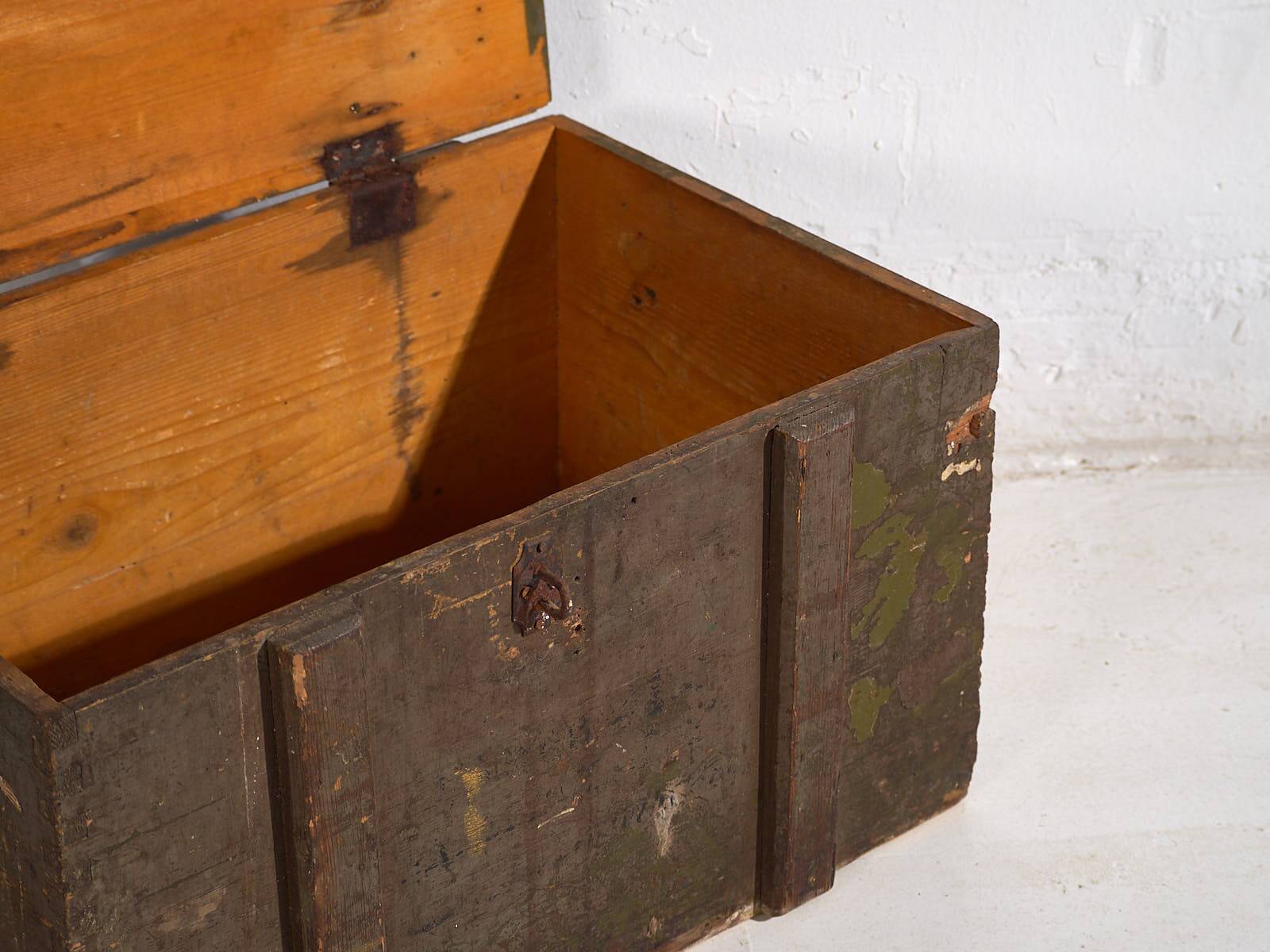 Small antique olive green chest (c.1920) #26