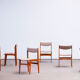 Set of 6 Scandinavian chairs vintage solid teak and wool 1960