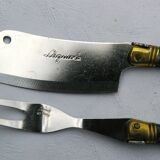 Laguiole cheese set cleaver and fork
