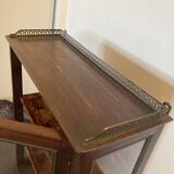 Old mahogany wood wall display case with brass gallery