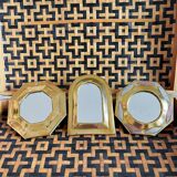 Trio of small brass mirrors