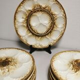Vintage oyster / shellfish service of 10 plates + 1 dish in faience of longchamp france
