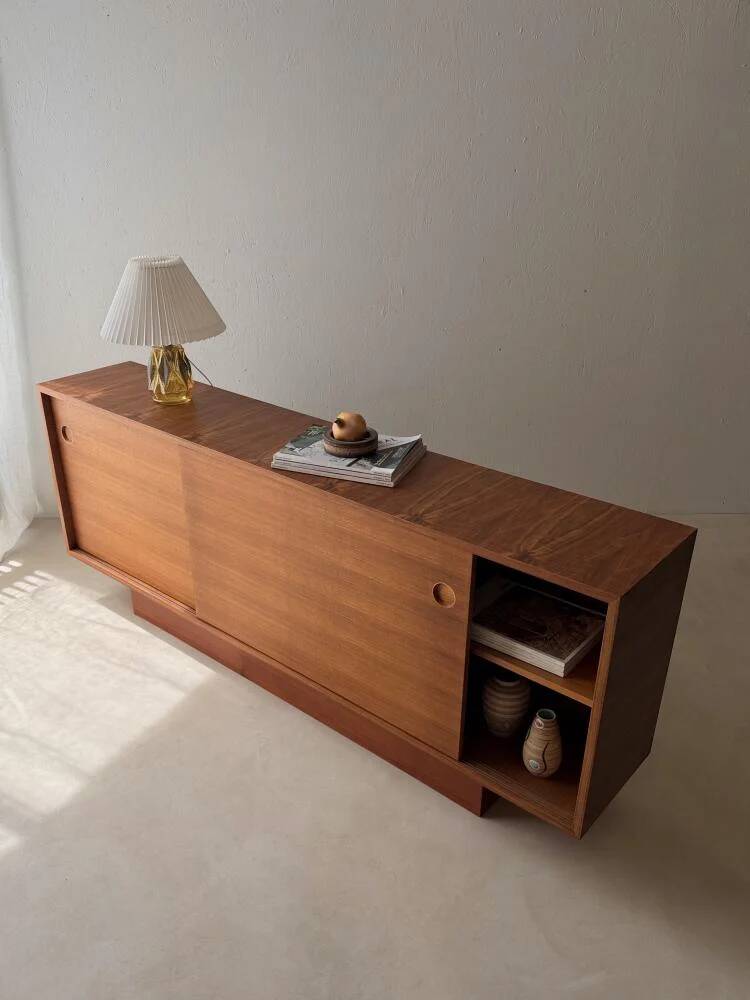Danish mid-century teak sideboard with sliding doors