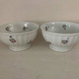 2 Antique Faceted Bowls with Small Flower Pattern PL France
