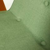 Modern fauteuil chêne clair vert forêt velvet 1962 design by Chierovski milieu de siècle
