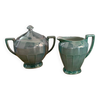 Victoria China porcelain sugar bowl and milk jug