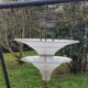 Art Deco chandelier in bronze and silvered brass double sink in opalescent glass