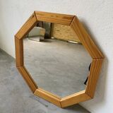 80s hexagonal pine mirror