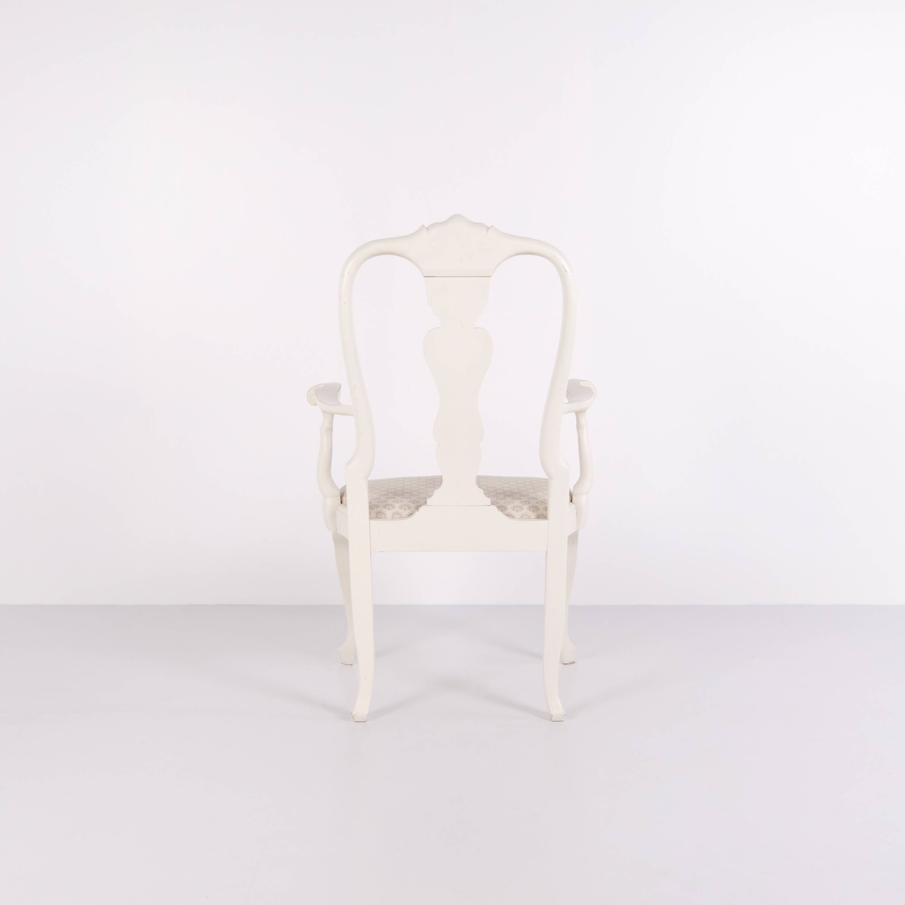 A pair of armchairs – neo rococo style – white painted with decorative details – 1920s