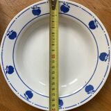 Deep plates with blue apple pattern