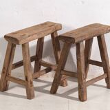 Pair of antique stools (circa 1900). Set of 2 pieces