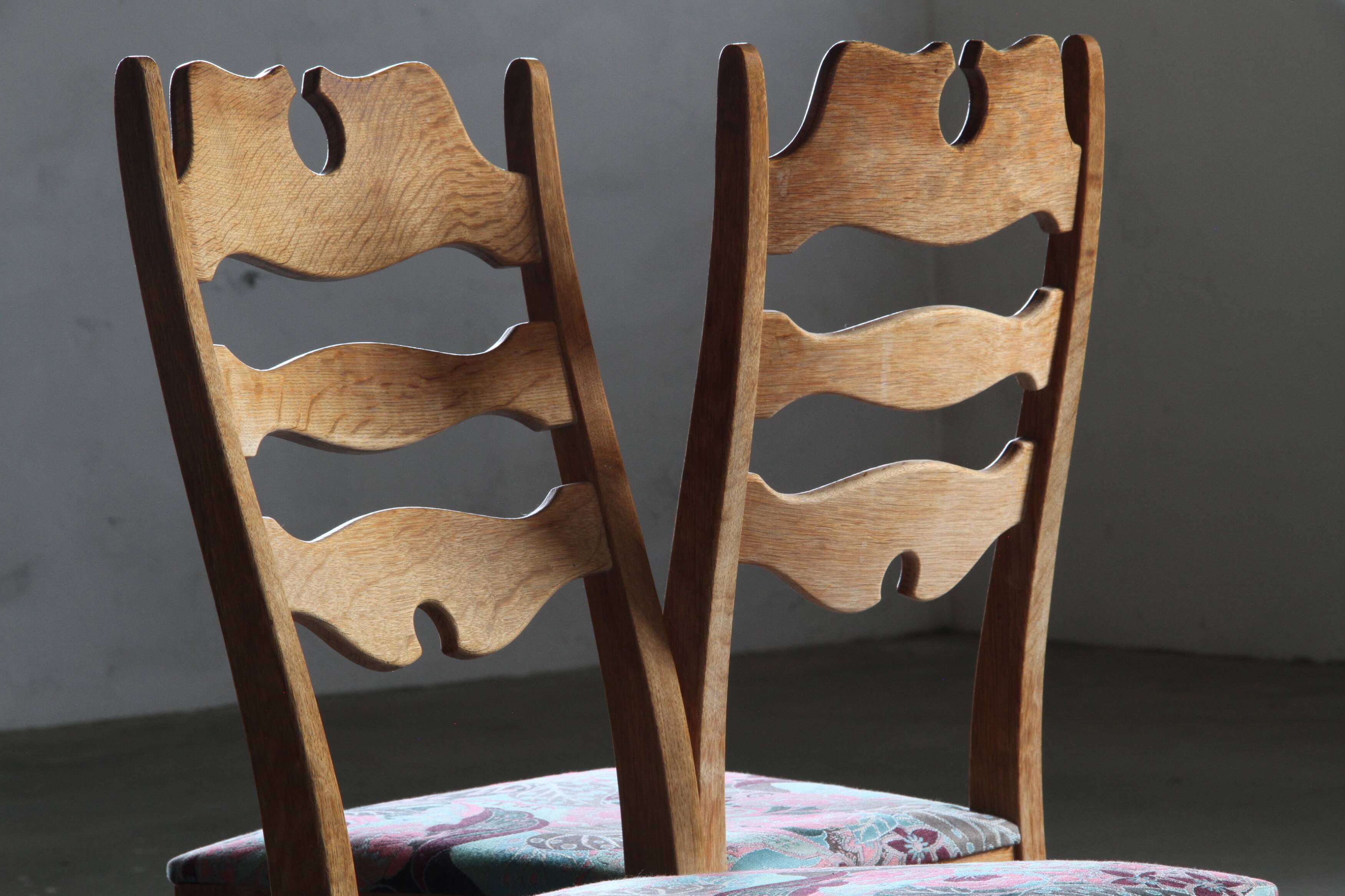 Chaises en chêne à dossier haut Razorblade vintage par Kjærnulf, années 1960, design danois
