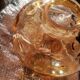 Vintage suspension ball in amber glass