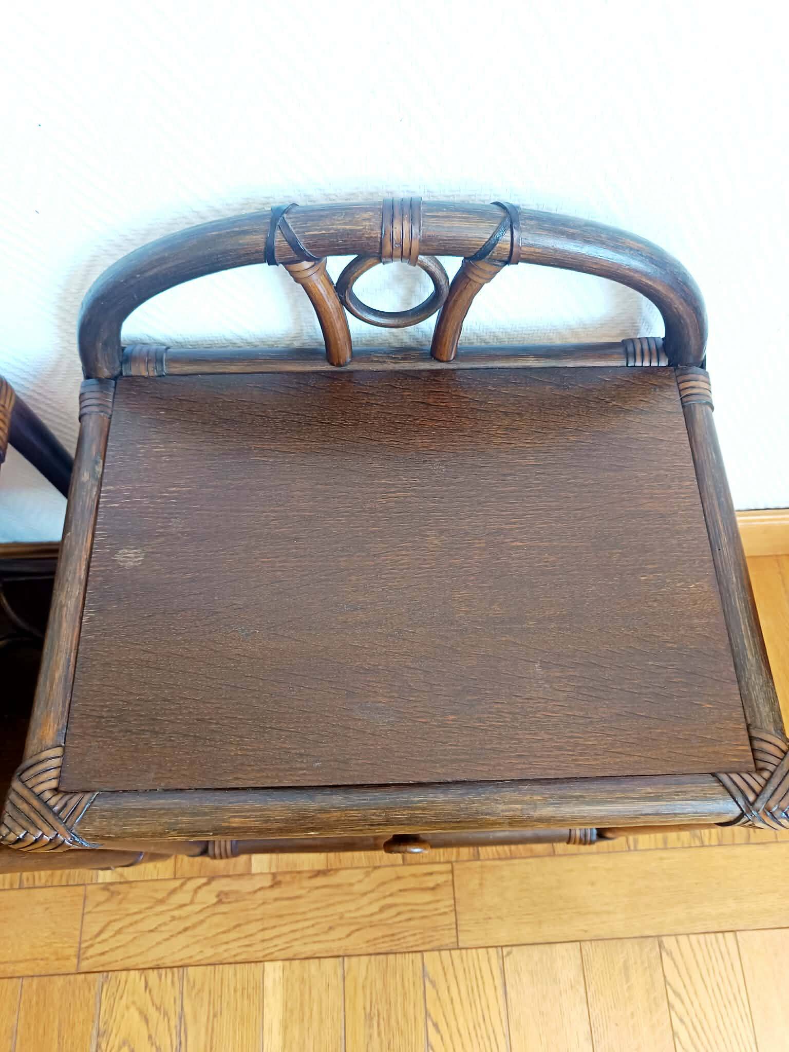 Pair of vintage 1960s rattan bedside tables