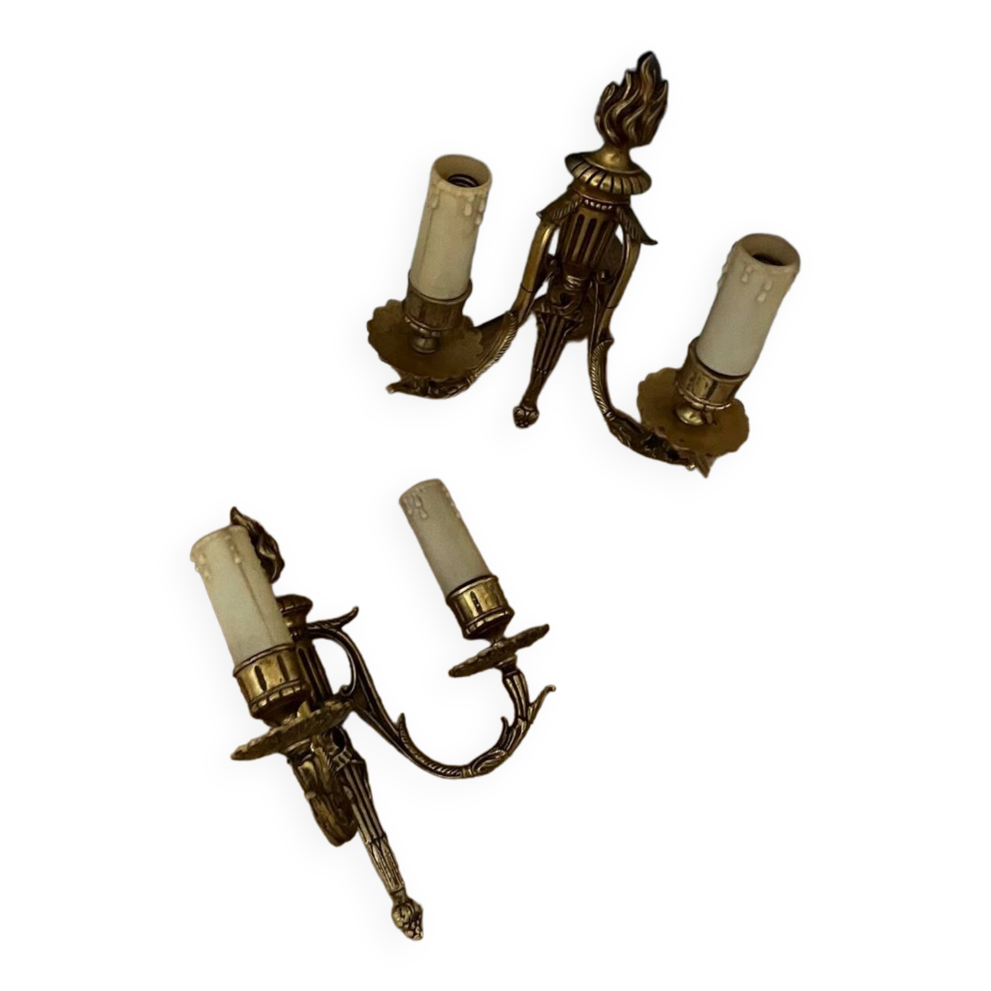 Pair of Louis XVI style bronze wall lights