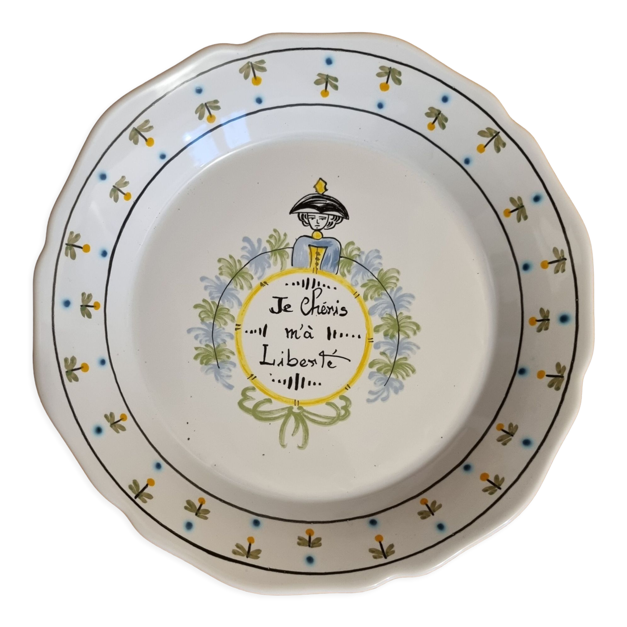 Assiette Décorative Arcopal Le Révolution Française - Motif 'vivre Libre', Occasion En Bon état