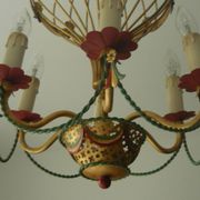 Painted gold metal hot air balloon chandelier with 6 lights