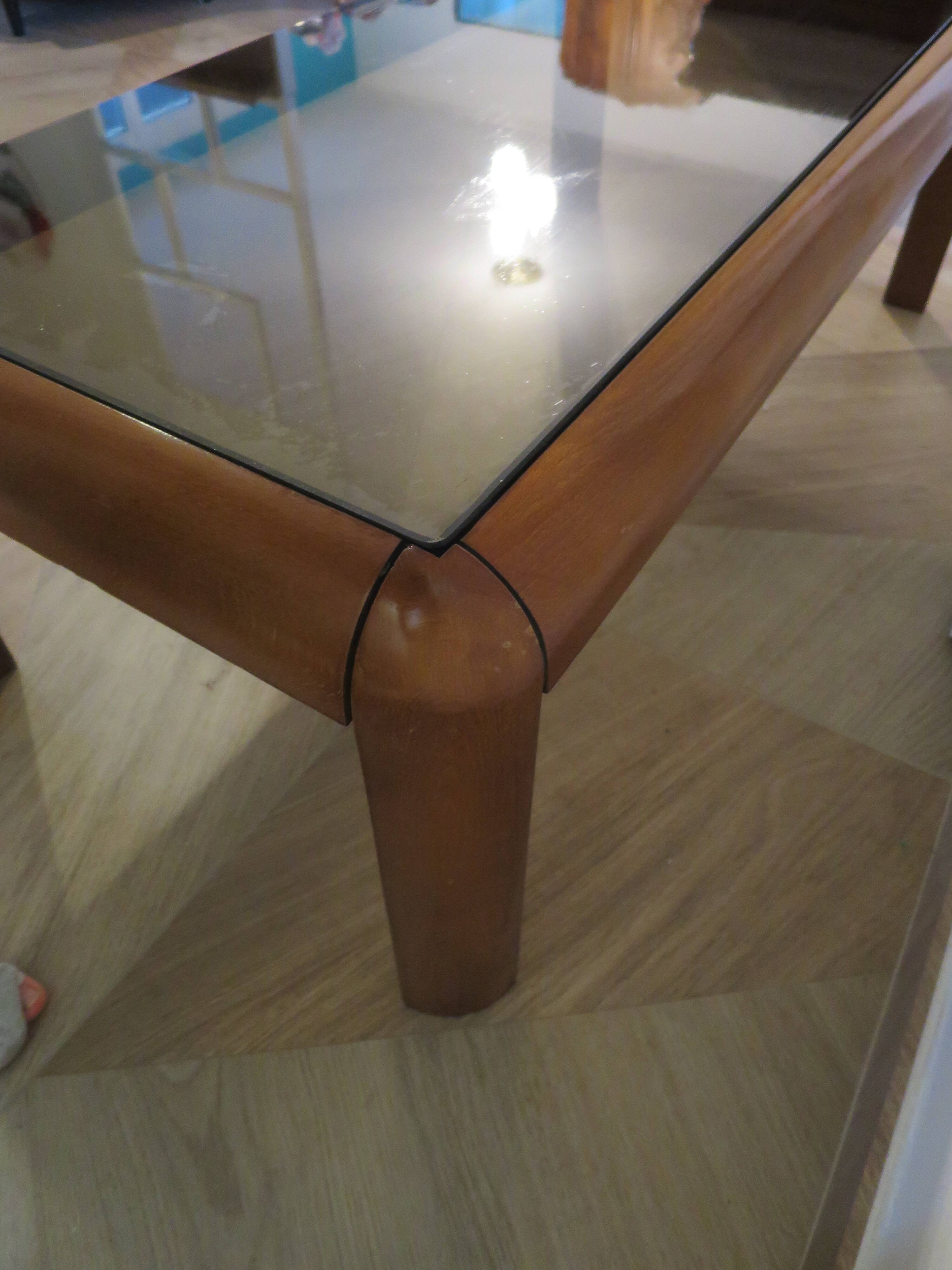 Cherry and glass coffee table