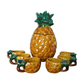 Ceramic "pineapple" punch service, Aegitna, Vallauris 50 60