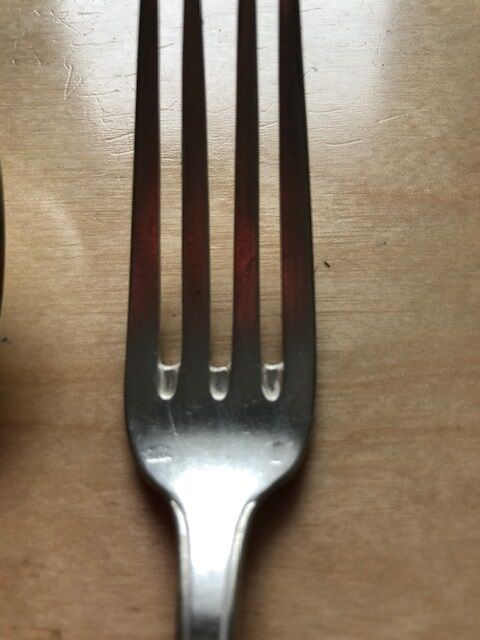 Set of six cutlery with silver metal entremets