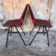 Pair of grosfillex chairs ref 2005 black metal and vintage burgundy shell -