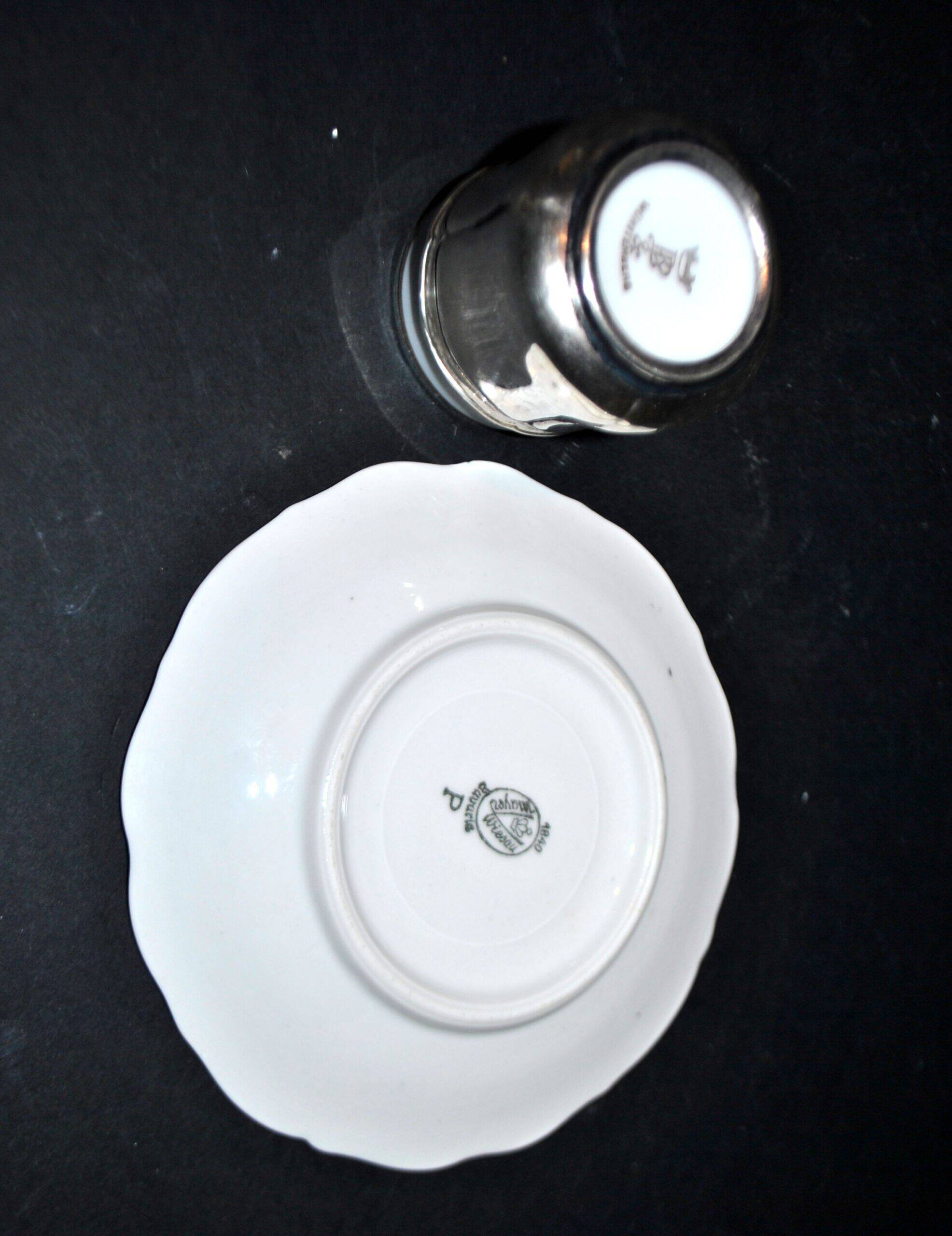 Precious cup in German porcelain and solid silver 835S BP Württemberg