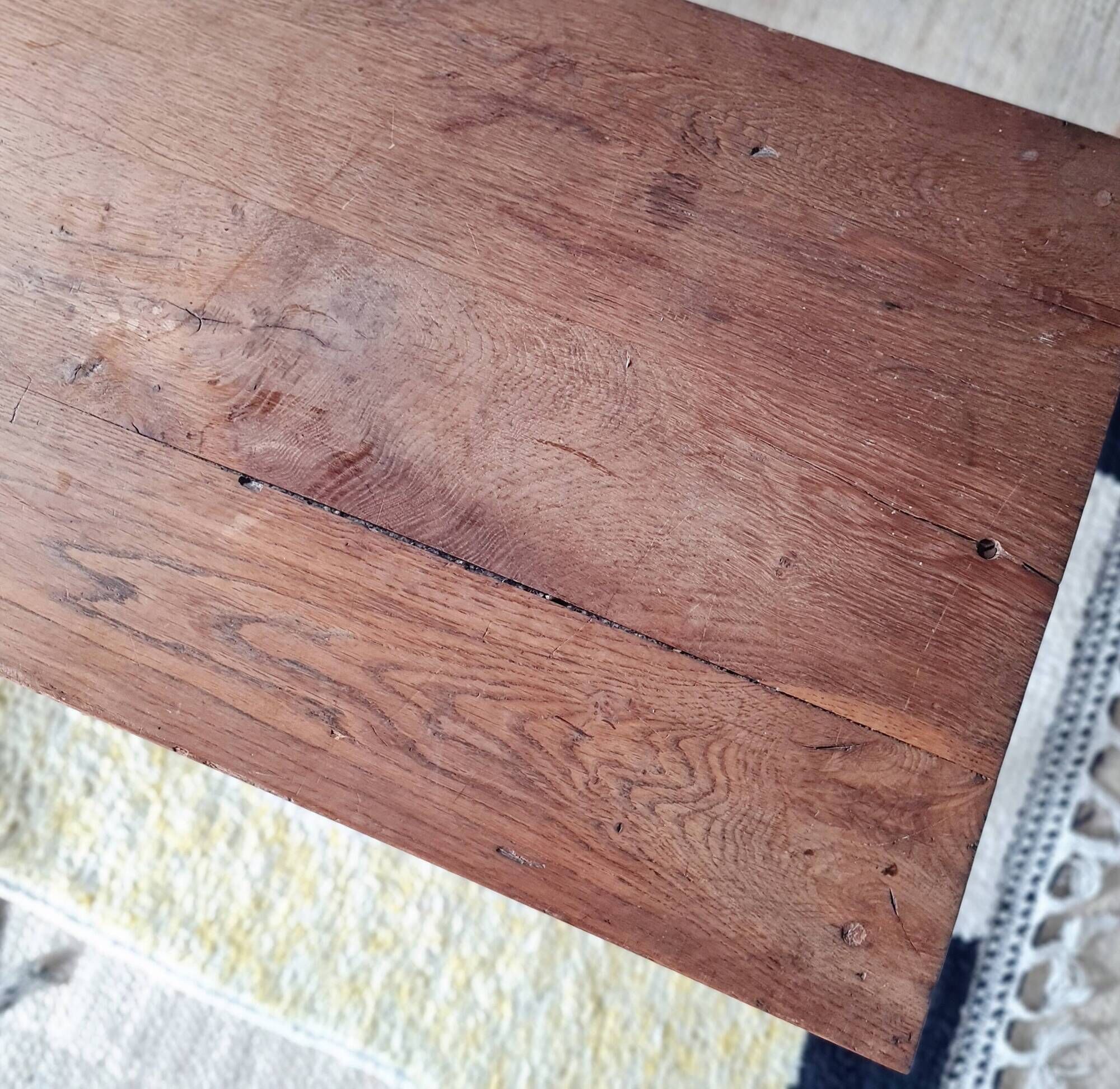 Solid wood table - vintage wooden desk with drawer
