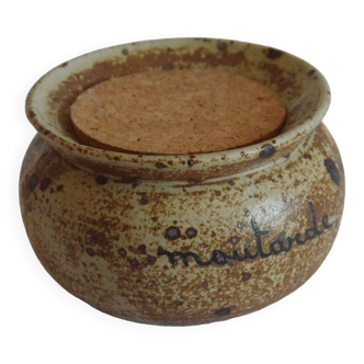 Pot mustard container stoneware pyrite vintage handmade sandstone mustard jar handmade