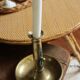 Brass pusher round cut candle holder