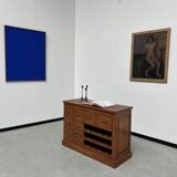 Two-sided paneled counter, bottle storage