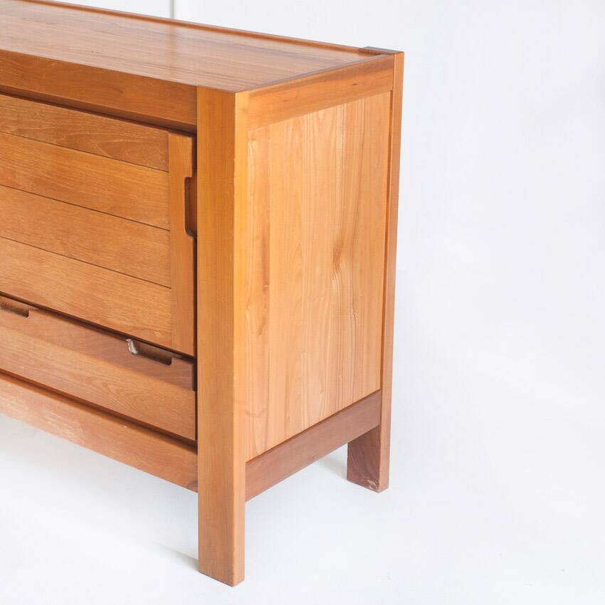 Vintage sideboard in elm wood. Edition by Simat. France 1970s.