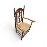 8 (2 x armrest) x ornate wood / bobbin / wicker dining chair / studded chairs