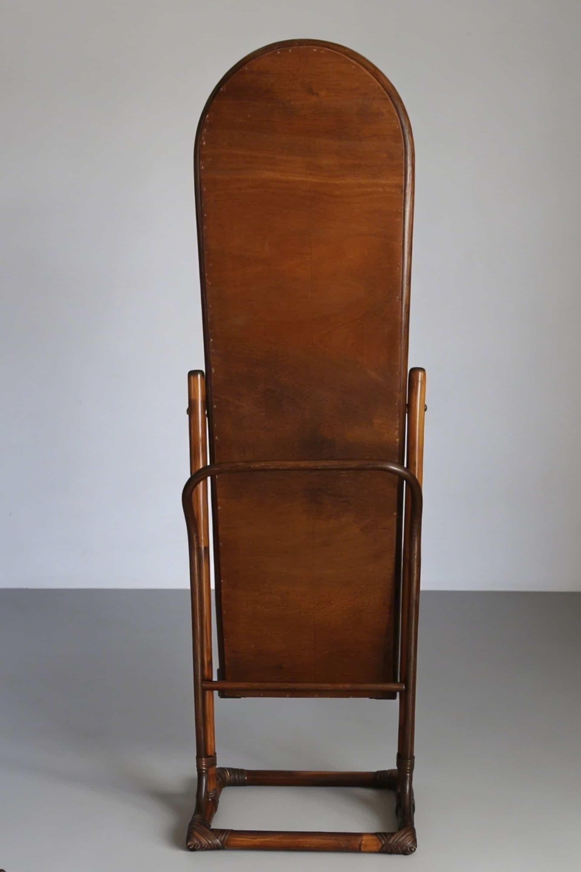 Vintage rattan full-length mirror, 1960s-70s.