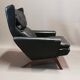 Rosewood armchair and black leather scandinavian 1950