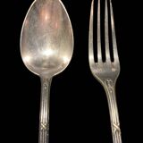 Fork and soup spoon in silver metal in their box from the brand "CERAVER OSTEAL"
