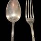 Fork and soup spoon in silver metal in their box from the brand "CERAVER OSTEAL"